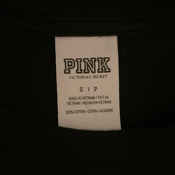 PINK - Black Oversized Long-Sleeve T-shirt with Neon Green Lettering - Picture 3 of 3